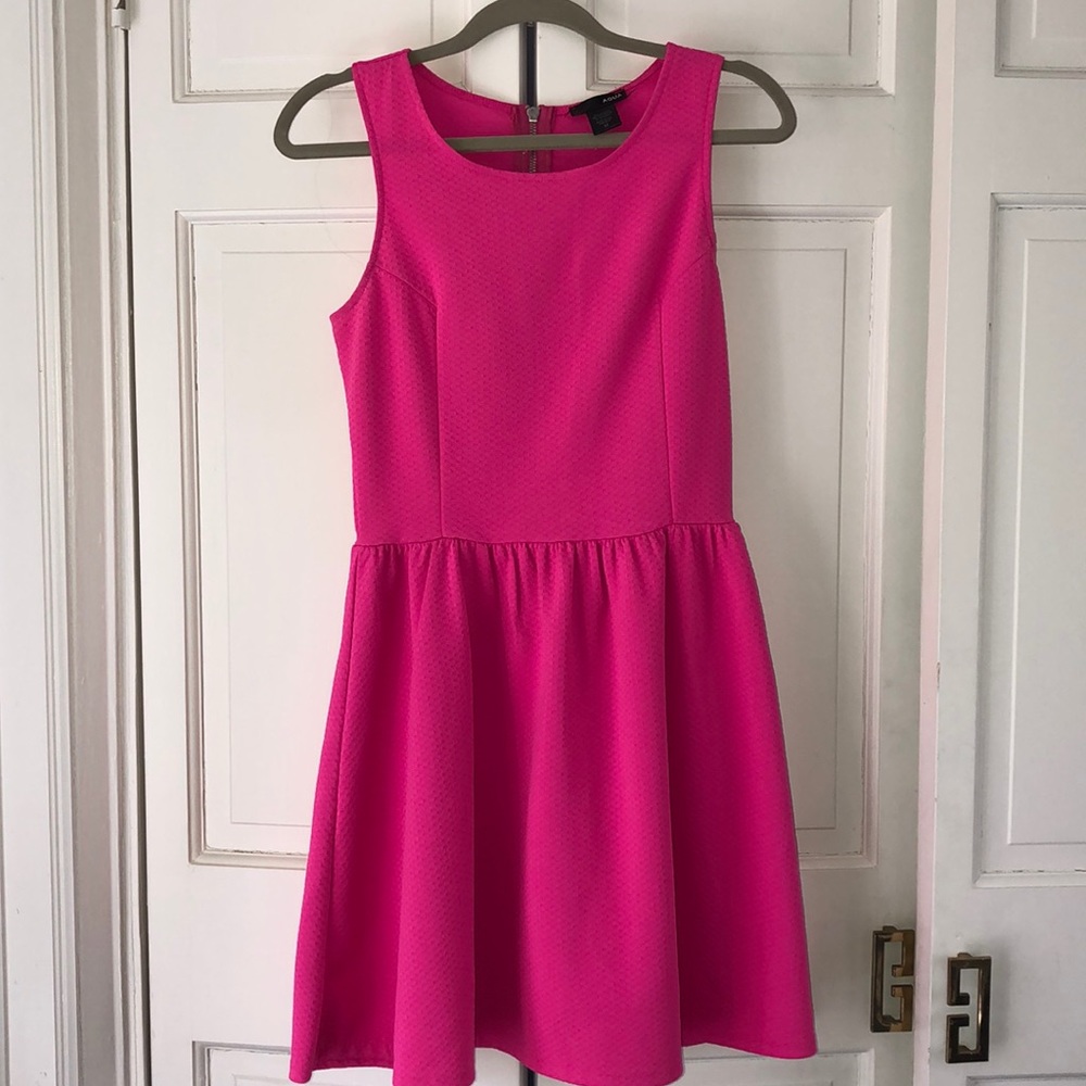 WORN ONCE Aqua Bright Pink Skater Dress Size M